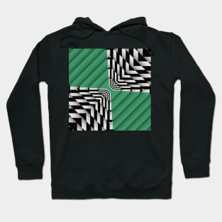 geometric green white and black diamond shaped design Hoodie